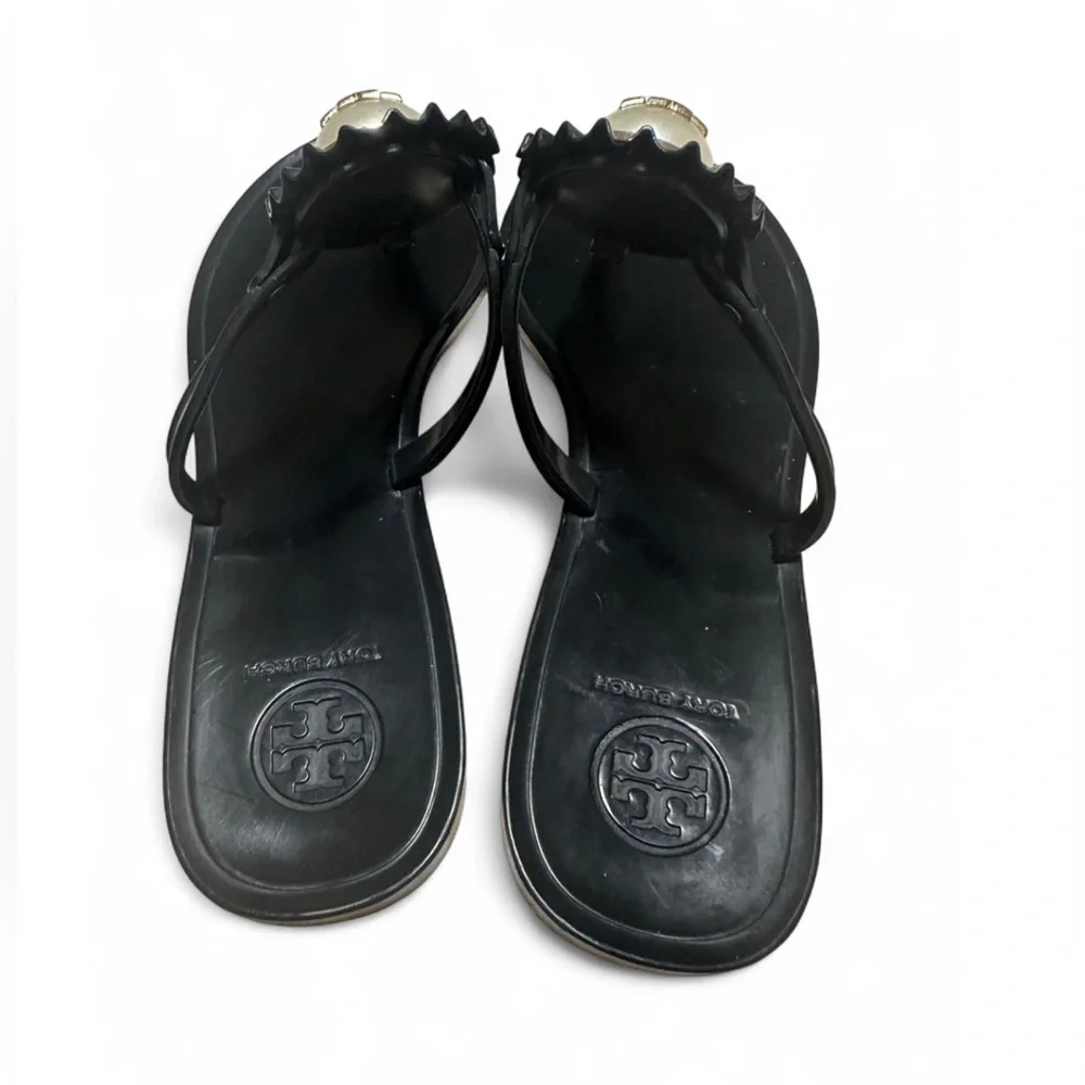 Tory Burch Black Miller Sandals | Gold Logo | Women’s Size 7
